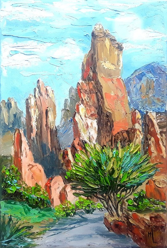 Original Oil Painting Gods Garden Art Red Rocks Colorado Nature Park gallery