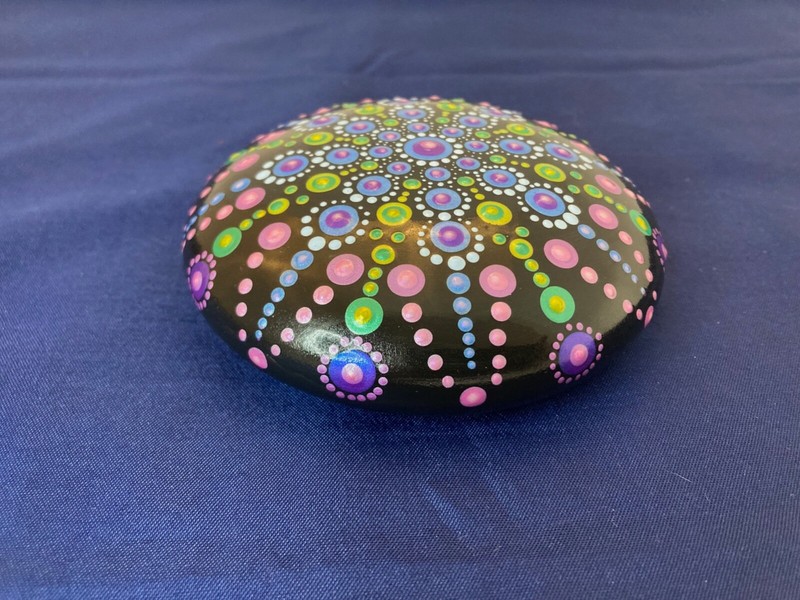 Large Mandala Dot Art Painted Rock Stone - Blue Green Pink gallery