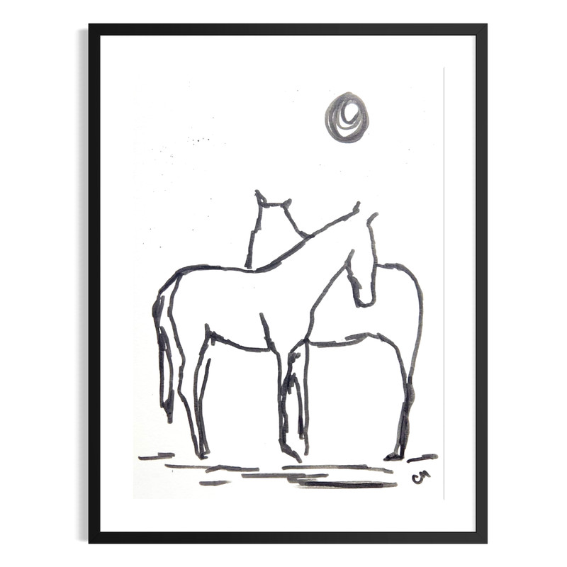 Original Abstract Expressionism Horse Art 9X12 Modern Handmade Signed