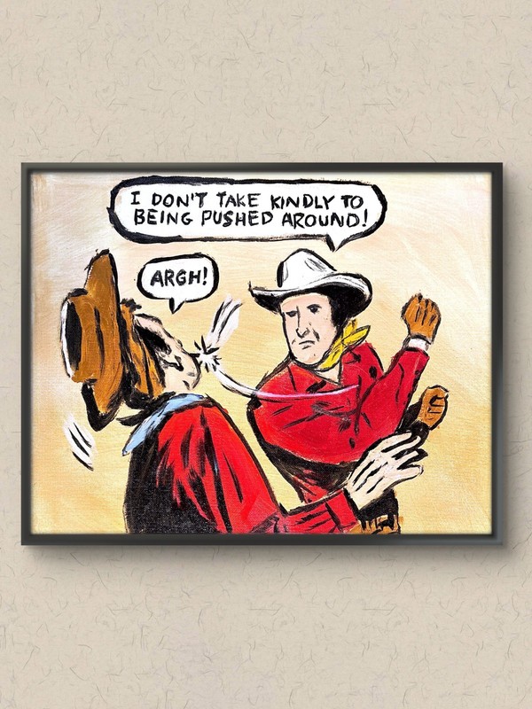 Original 11×14 Acrylic Canvas Western Comic Book Cowboy Pop Art Painting