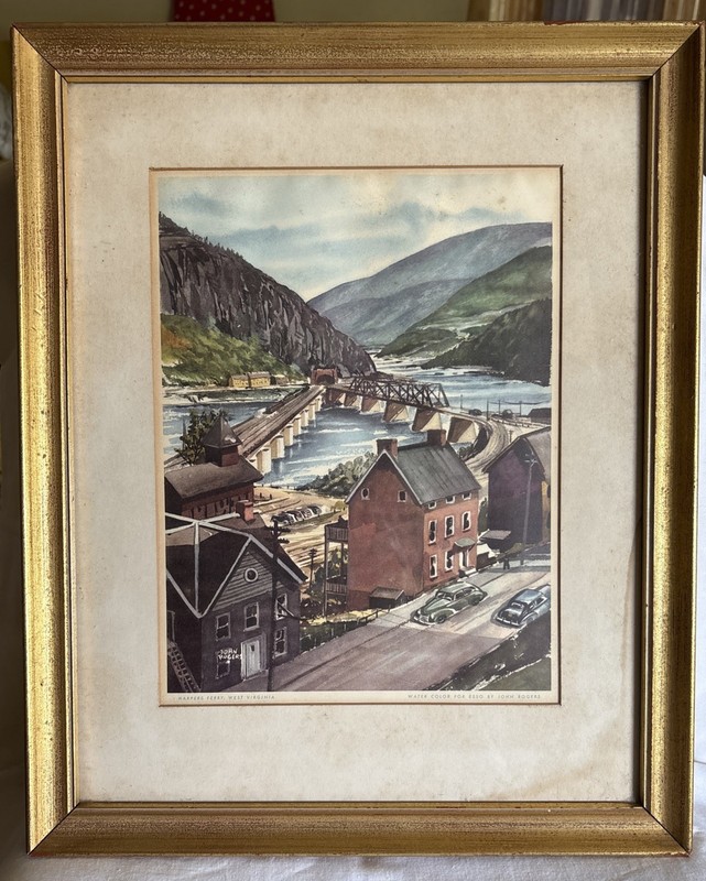 Signed John Rogers Water Color Print For Esso Of “Harpers Ferry West Virginia” gallery