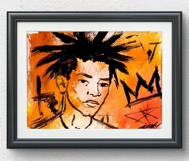 Original 11×14 Signed Portrait Basquiat Acrylic Paper Contemporary Wall Art P186