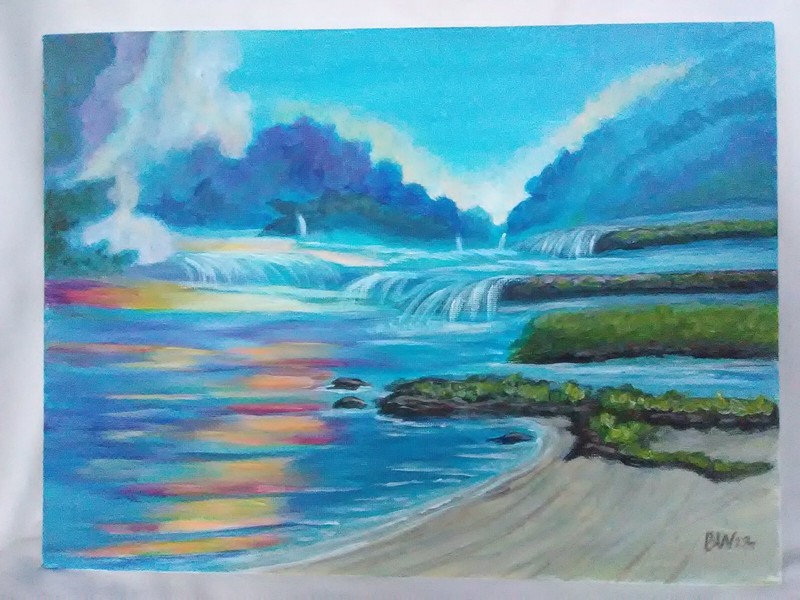 Original Acrylic Painting 9"x12" Canvas Island Beach Seaside Coastal Decor 🎨 gallery
