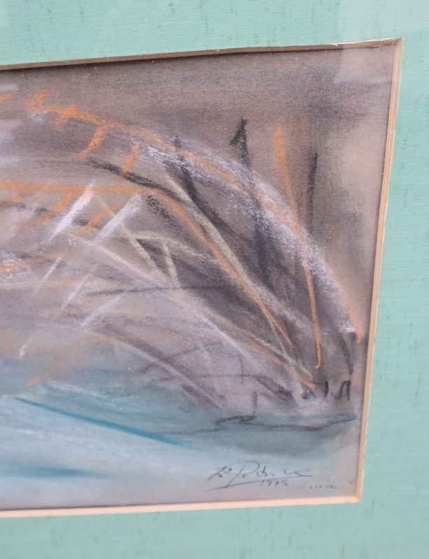 Petritsch Roswitha 1942 Painting Storm - Duck on Pond 1970s - Modern Expressive gallery