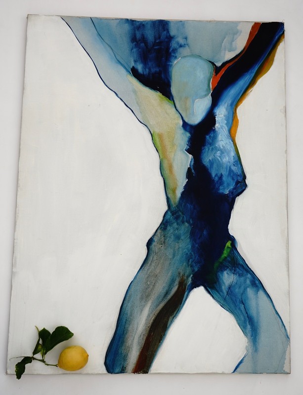 Vintage Mid Century Abstract Oil Painting Female Nude Figure Canvas Modern Art