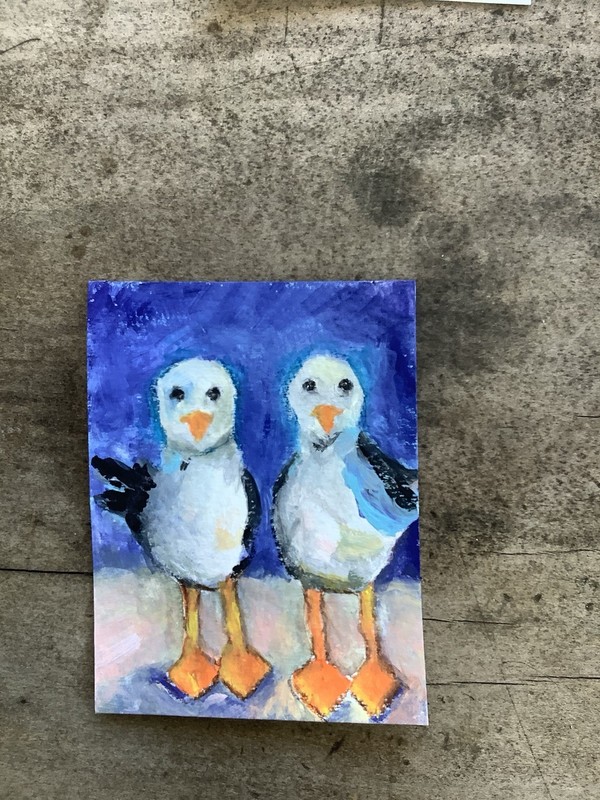 Aceo Art By Kenna Collector Card 2.5”” X 3.5” Seagulls Painting Signed Original gallery
