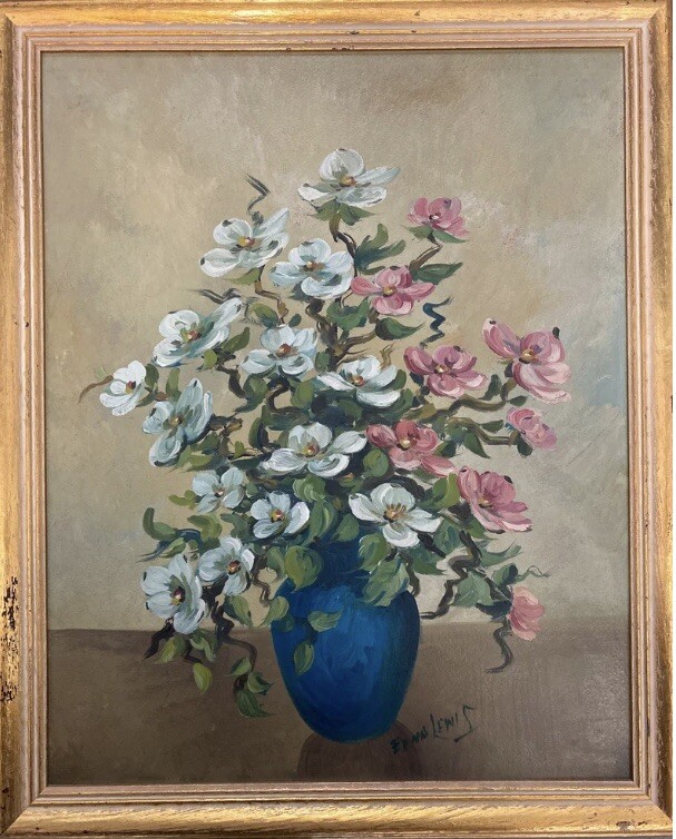 Edna Lewis (American 1891-1982), still life , oil ion board