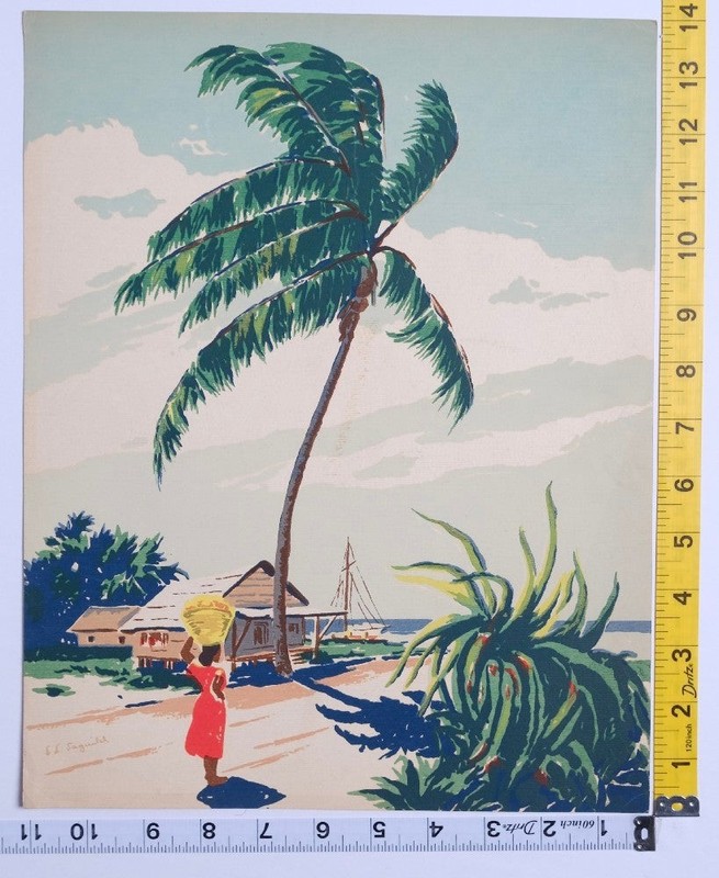 F. C. Saguild – Caribbean Art Serigraph 1950s – 1950 – Used – Art