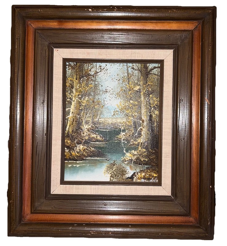 Vintage Signed Mid Century Impressionist Landscape Oil Painting Framed