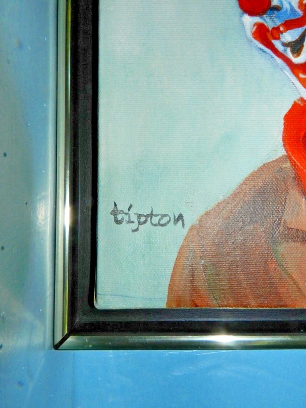 EXQUISITE "tipton" SIGNED ORIGINAL FINE ART~HAPPY CLOWN PAINTING~FRAMED gallery