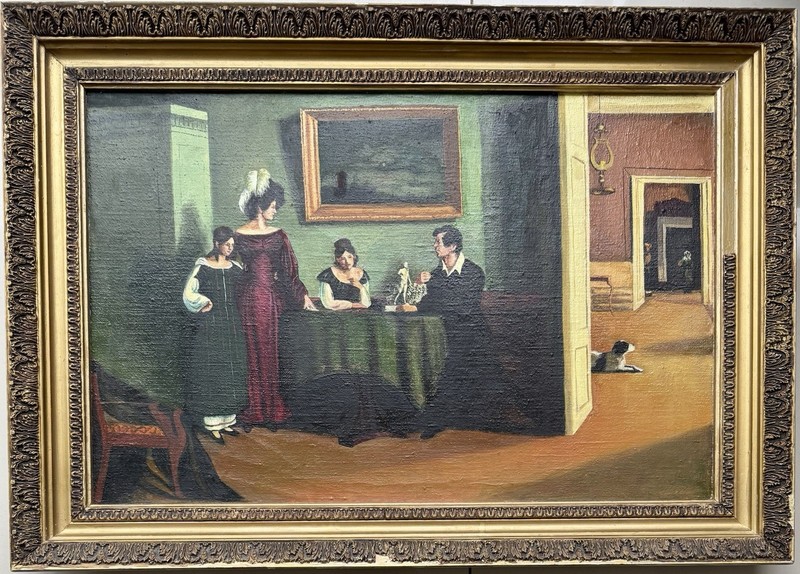 Original Old Russian Oil Painting (Studio Copy) “Family Portrait”, Framed.