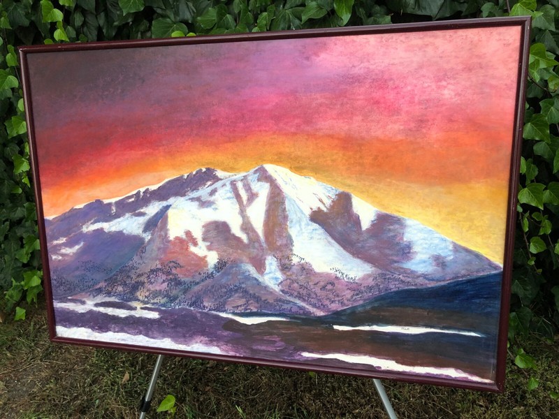 ERNEST DELTO Original HUGE MODERN WESTERN ABSTRACT 1970s MT SOPRIS OIL LANDSCAPE gallery