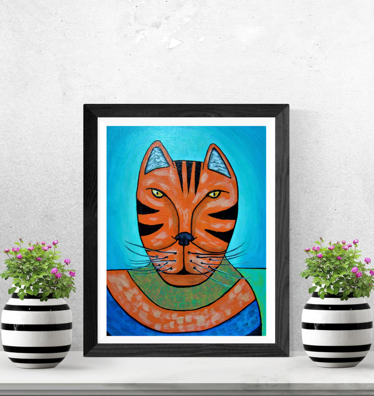 Painting Cat Original Signed Art Espionage Deep State MI6 Spy Cats Carla Dancey