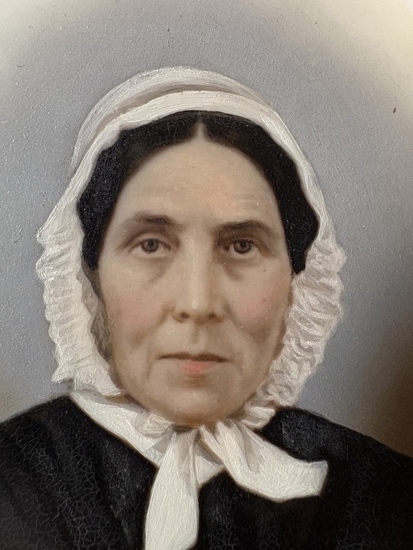 Antique Victorian Hand Painted Portrait Miniature on Milk Glass gallery