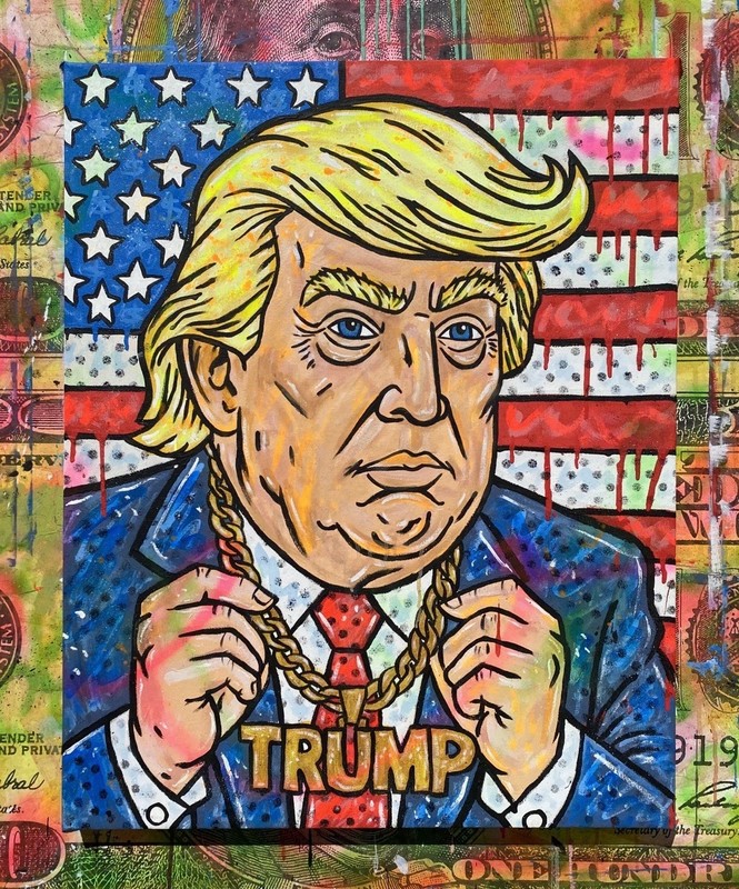 WILL STREET original Canvas Painting 24×30/ President Donald Trump art banksy