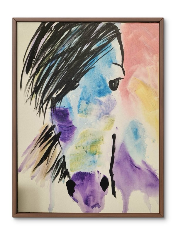Abstract Unique Horse Original Wall Art 14X11 Canvas Acrylic