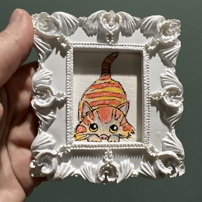 Ginger Cat,cute,funny original miniature painting,small,mini