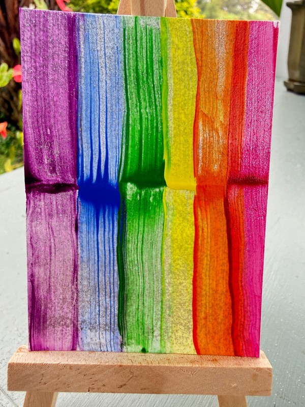 ACEO/ATC Original Acrylic Mini Painting «Pocket Rainbow» Signed 3.5×2.5