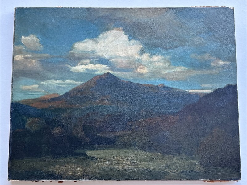 ANTIQUE LANDSCAPE PAINTING AMERICAN HENRY BREUER MARIN CALIFORNIA MT TAMALPAIS gallery