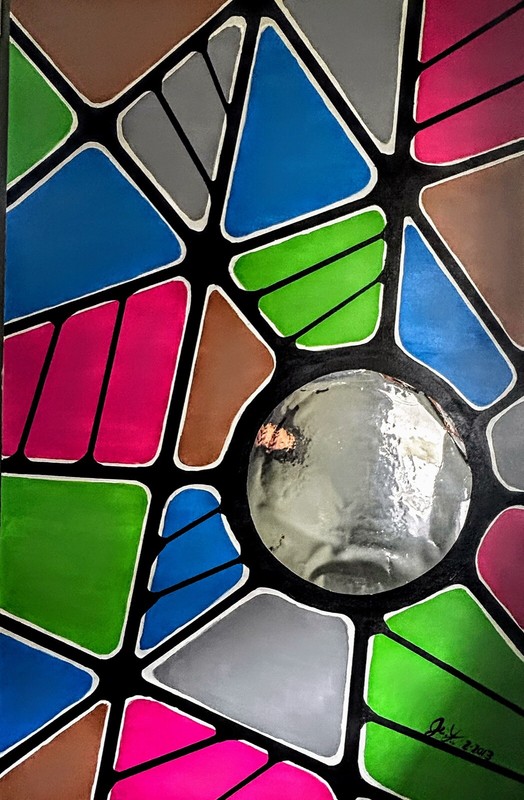 Reflections & Intersections: 70in. X 45in. Large Acrylic Painting on Canvas.