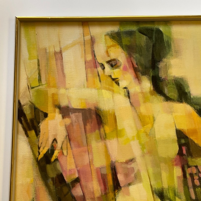 Large Abstract Painting Cubism Portrait Woman Model Expressionism Vintage Female gallery