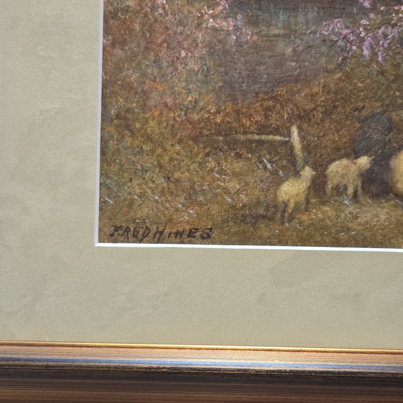 FREDERICK HINES PAINTING ANTIQUE 19TH CENTURY IMPRESSIONISM LANDSCAPE 15x12 gallery