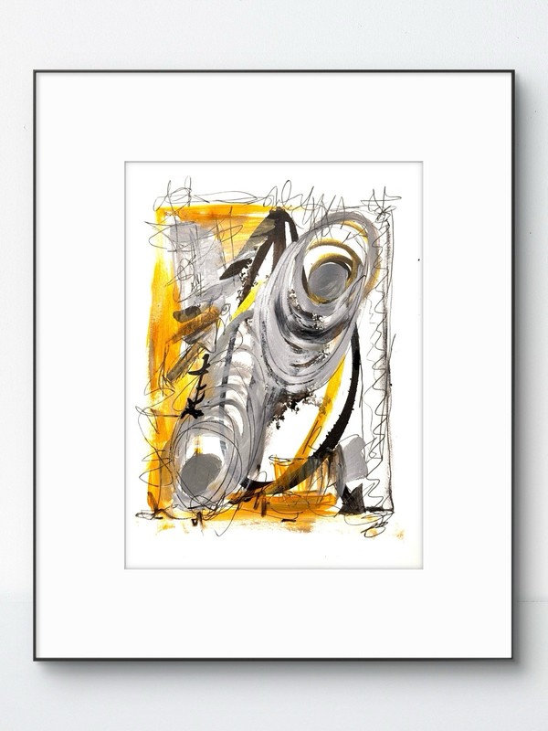 Original Abstract Expressionism 9×12 Gold Paper Handmade Signed Office Art 20