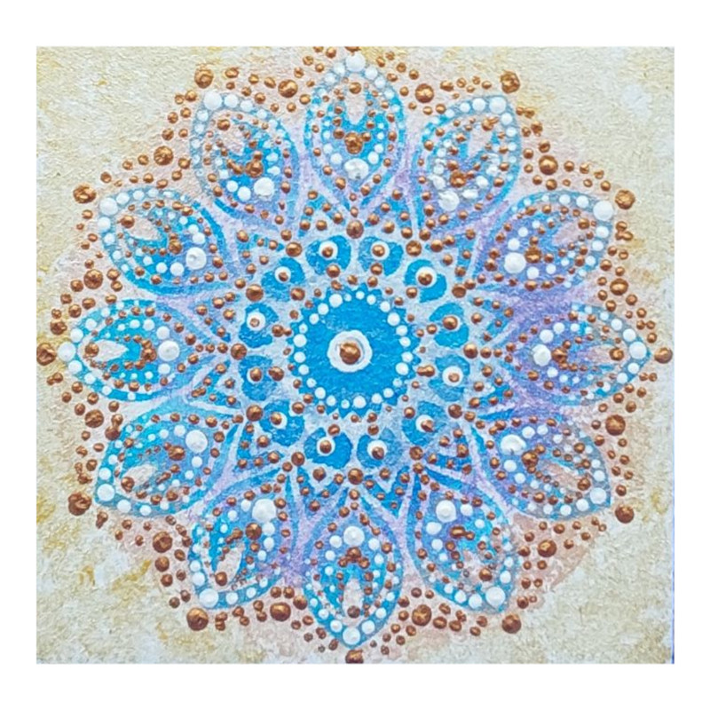 Mandala No7 Original Painting Buddhism Hinduism Meditation Wall Art 4×4 in