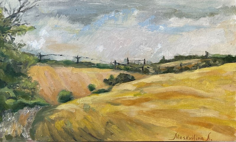“FIELDS OF UKRAINE BEFORE THE RAIN” Original painting by Ukrainian artist