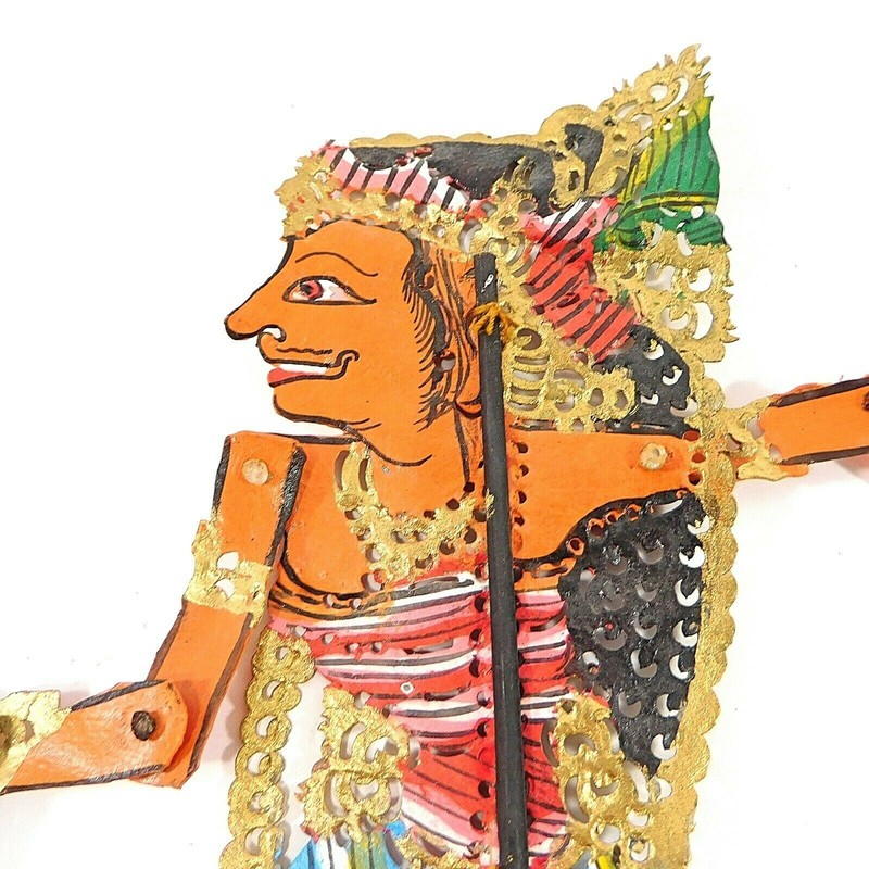 Vintage Shadow Puppet Hand Made Hand Painted Leather Thailand gallery