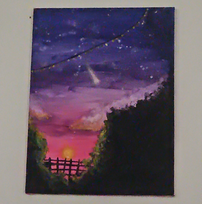 Contemporary Sunset Sky Landscape Painting, Nature Theme, Unframed Single Piece