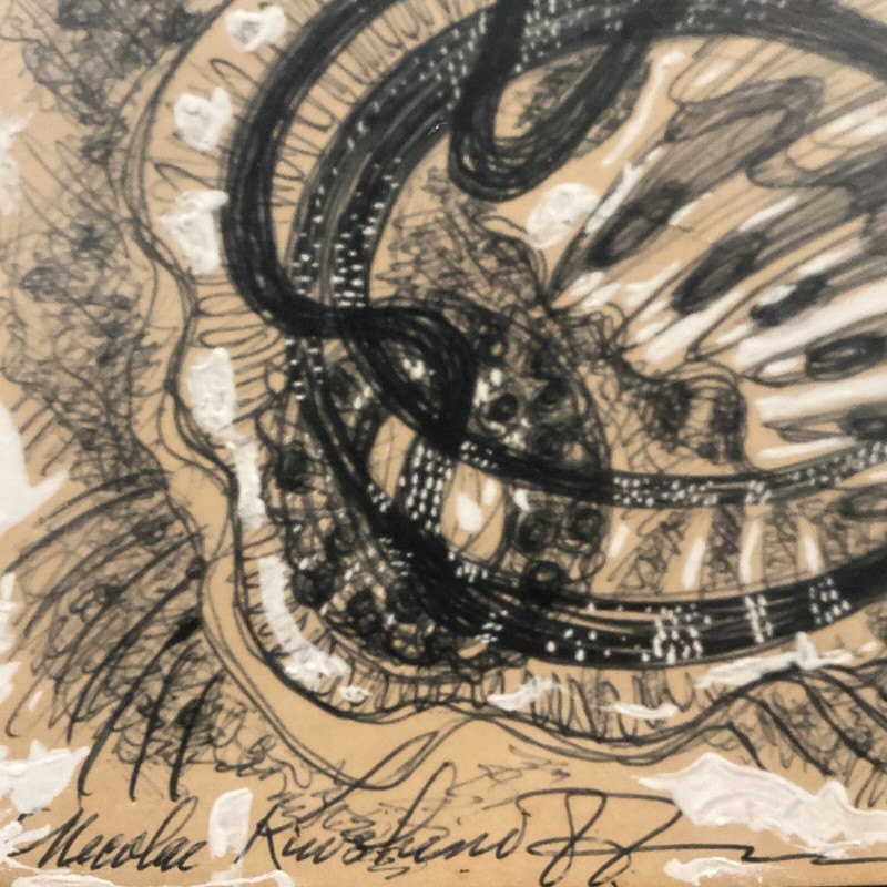 Vintage Framed Original Mixed Media Painting "Snake" By Nicolai Kuvshinoff gallery