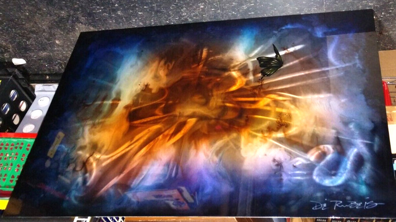 CHRIS DERUBEIS Autographed-"Butterfly" #11150-17 / 24"x36" MIXED MEDIA METAL gallery