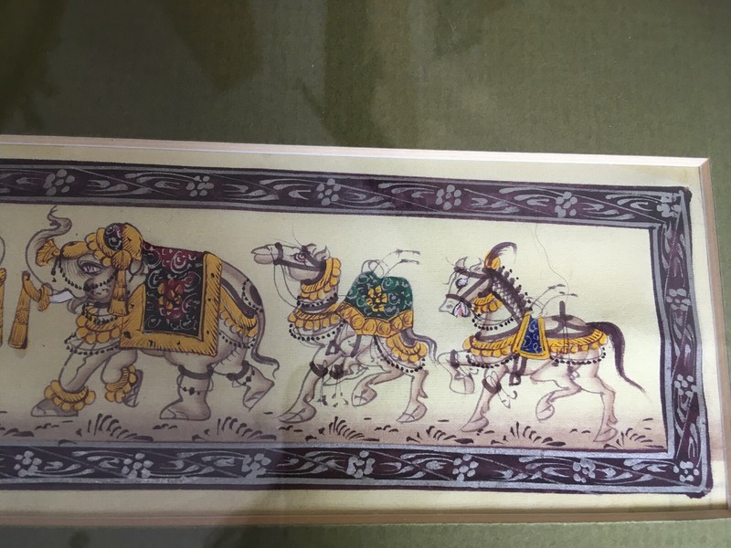 Small Filigree Framed Painting Hand-Painted Silk Horses Elephants Camels gallery