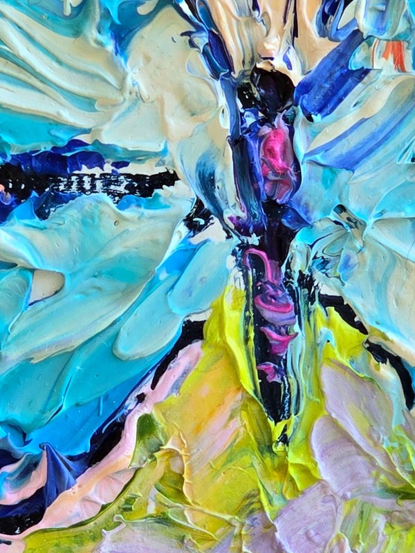 Butterfly Blue Oil Painting 7x7cm Summer Painting on Canvas with Easel gallery