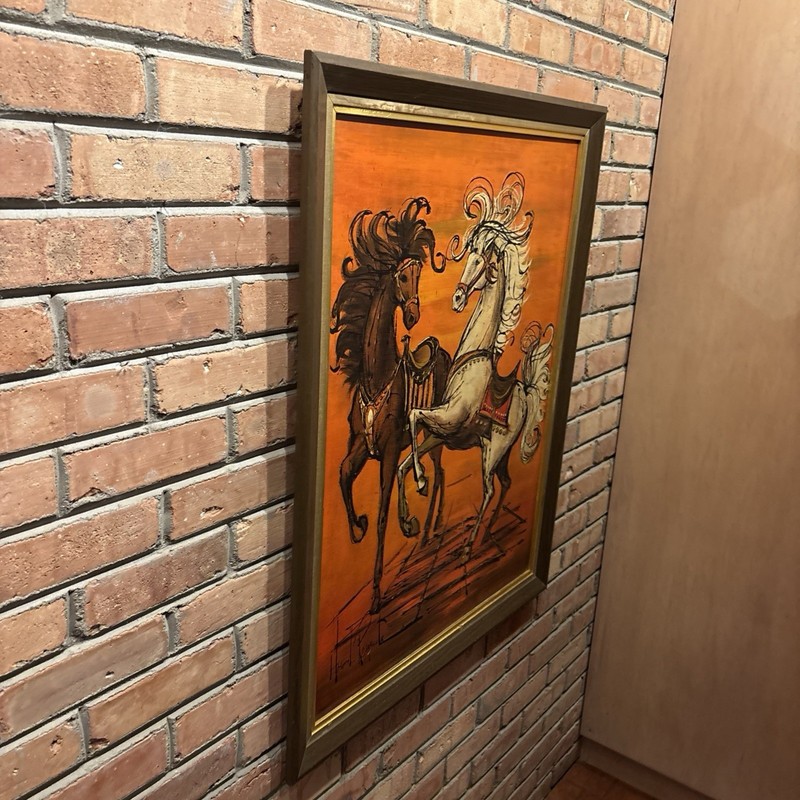 Vintage Carousel Dancing Horses Print MCM Lee Reynolds Burr Turner Wall gallery