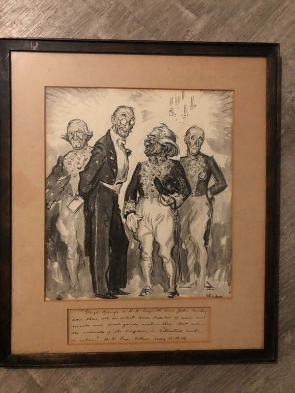 Signed Published Antique Illustration Art Painting ’14 British PMs Oscar Cesare