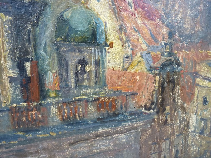 (B1783) Oil Painting "St. Mary's Church Gdansk ~ Danzig" Attributed to Theodor Urtnowski gallery