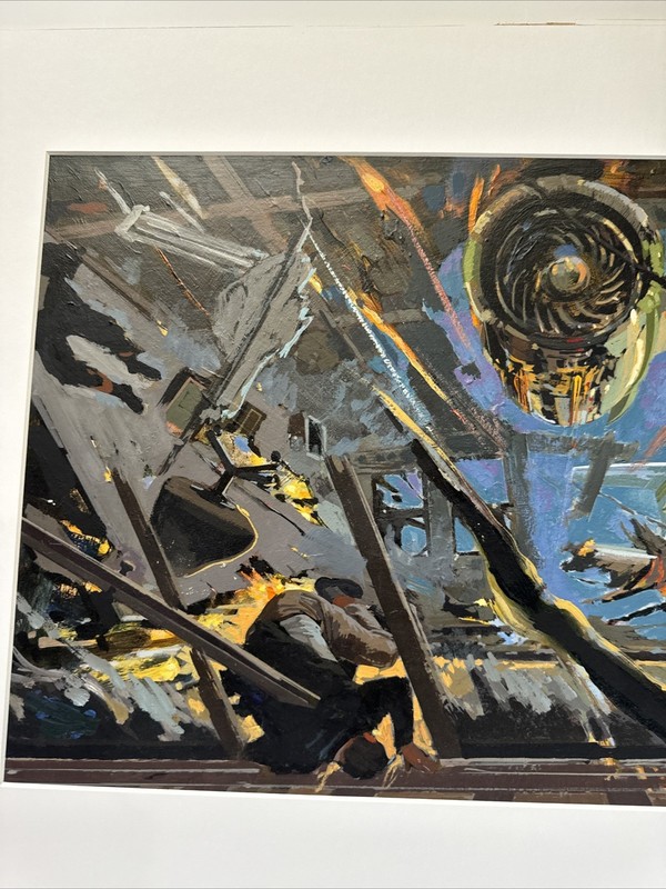 Airplane Crash Painting Illustration David Negron Aviation American Listed Large gallery