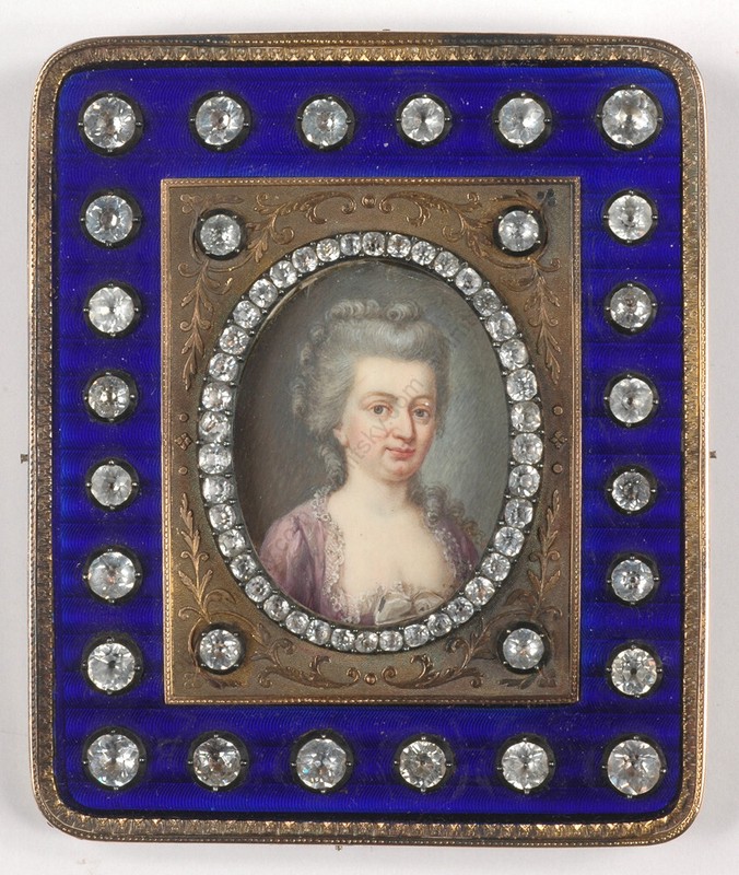 «Portrait of an aristocratic lady», high quality French miniature, 1775/80
