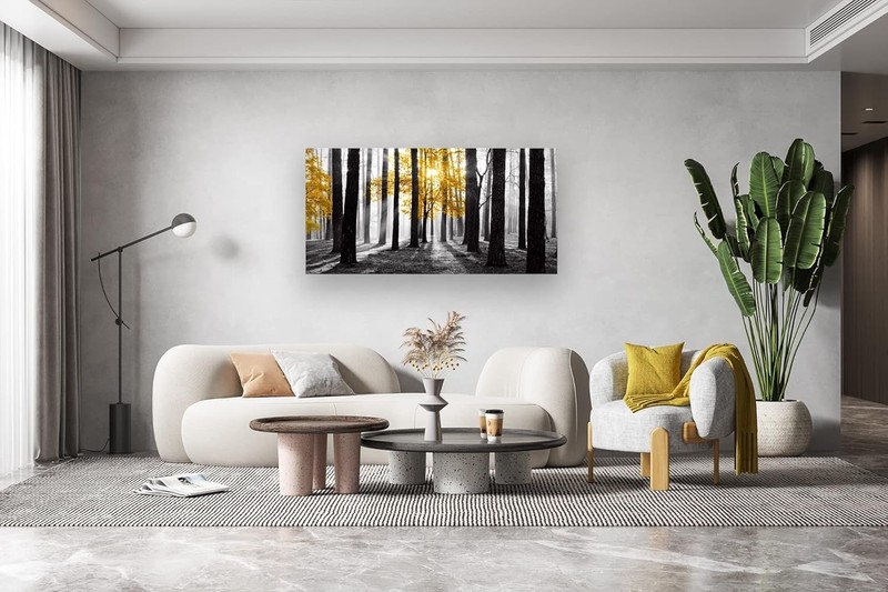 Modern Matte Finish Yellow Tree Canvas Wall Art - Perfect for Living Room gallery