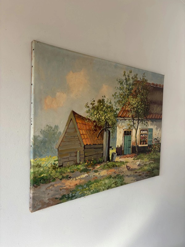 Remarkable Oil Painting Landscape "Charming Homestead" Marvelous Medium Artwork gallery