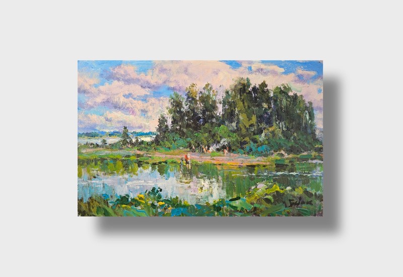 Oil painting Swamp Ukrainian painter canvas Unframed original Decor landscape
