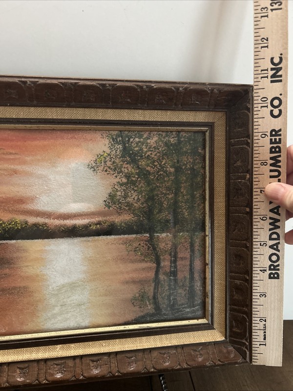 Vintage Waterscape Oil Painting On Canvas-Original Frame-Signed 13 X 11 gallery