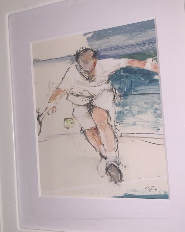 Original Vincent George Tennis Player Watercolor 14.5”W 17.5”T #2 Of 2 gallery