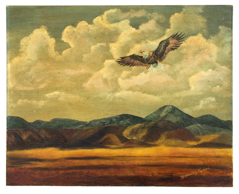 Vintage Oregon Landscape Painting ‘The Lone Eagle’ by Mary L. «Granny» Koppi