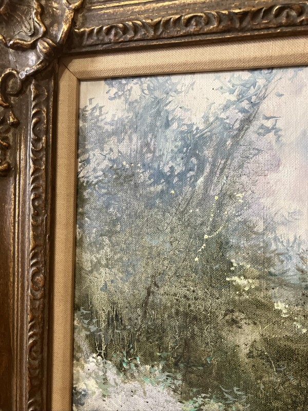 Adolf Sehring Original Painting On Canvas "Fishing" Framed 24" X 30" gallery