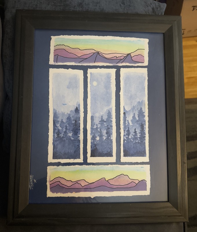 Shortiez Ink Watercolor Landscape Bookmarks In Framed 14 X 16