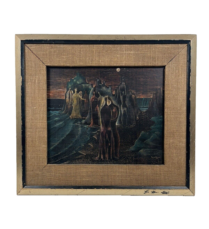 RAYMOND BROSSARD US ARMY MURALIST NEW YORK WPA ARTIST VINTAGE SCI FI PAINTING