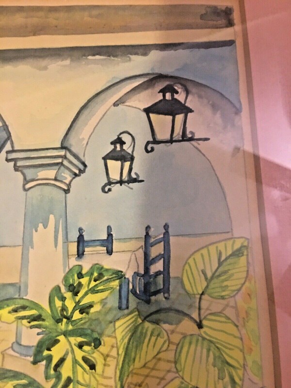 RARE Signed Original Watercolor by E.Toledo -H. Taxco Mexico - Framed #6/67 gallery